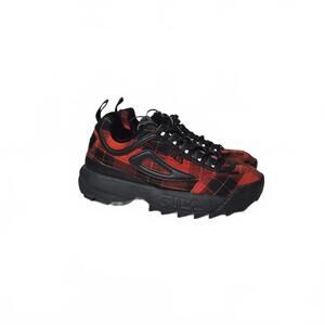 Fila Disruptor II Plaid Red and Black Lugged Women's Sneakers Size 7